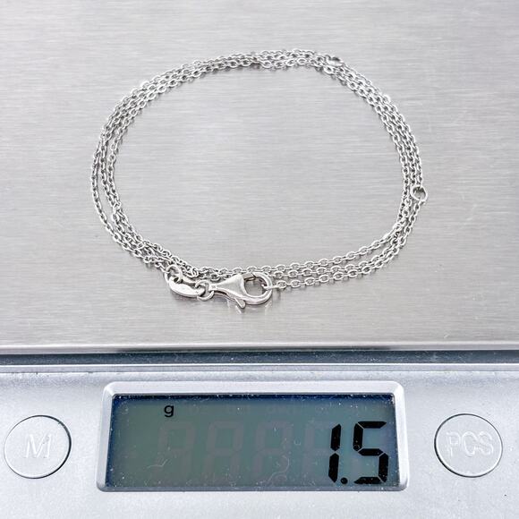 Vintage Italy Sterling Silver 925 0.7mm Cable Chain Necklace 15.5”-17.5” - Picture 3 of 3